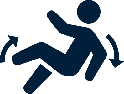 Navy Blue Vector of Stick Figure Slipping and Falling